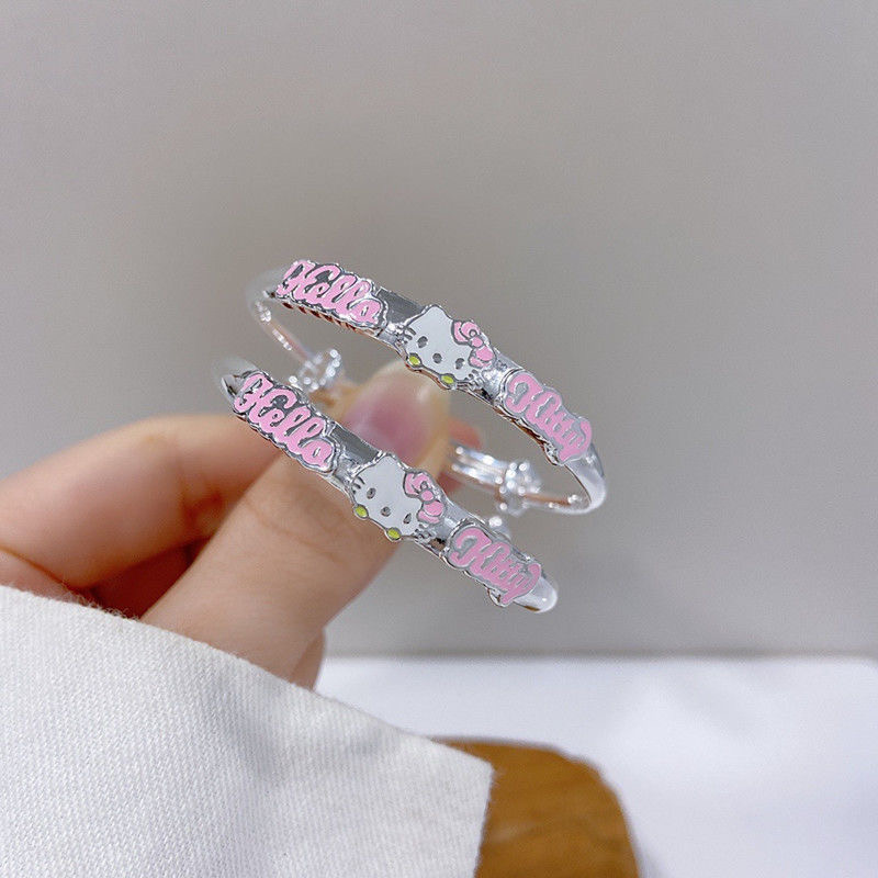 足银银制品 S062 Kitty猫手镯 小童一对 直播间选款时尚精美手镯