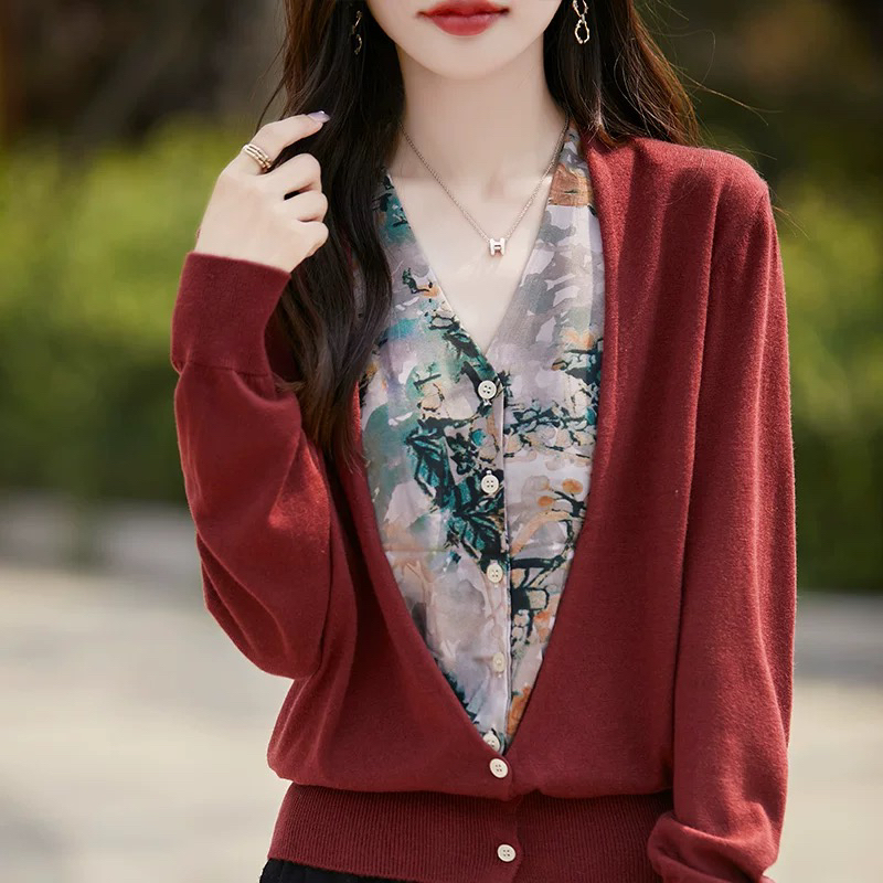 204 复古气质假两件百搭针织毛衫