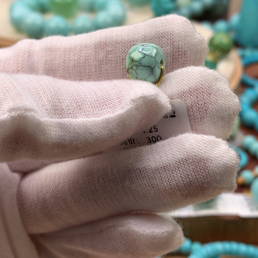 绿松石未镶嵌珠宝奇石菜籽黄网花老型9.6*8.2mm