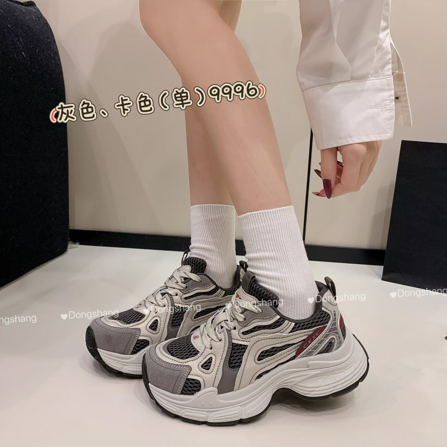 力荐｜9996春款厚底炸街款老爹鞋百搭圆头系带休闲四季鞋