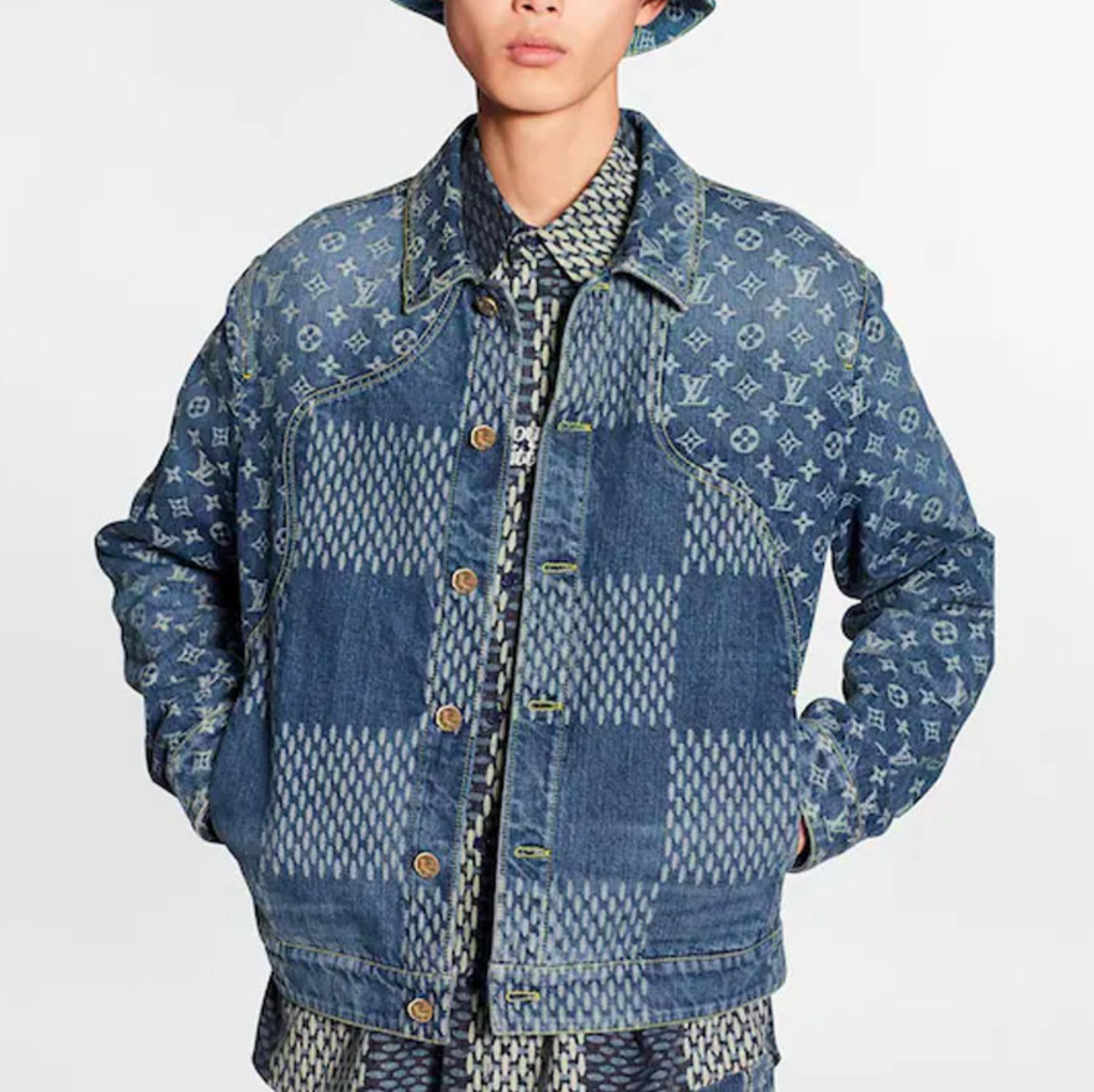 未使用 LouisVuitton/路易威登 Nigo蓝色满印牛仔夹克46码