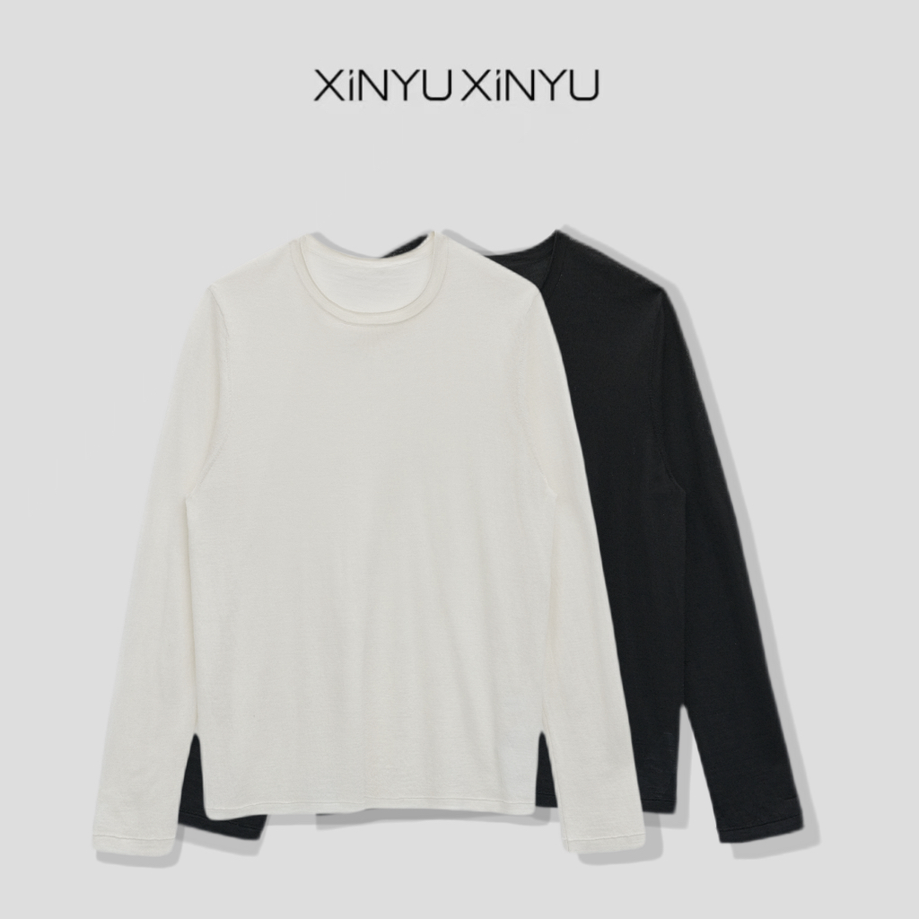 XINYU/芯与『轻氧』圆领针织打底衫 30142 长袖 时尚 女士 宽松