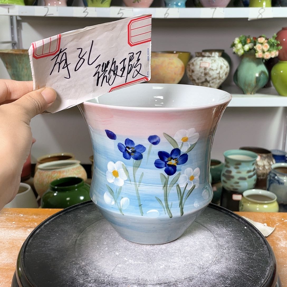 景德镇陶瓷花盆微瑕口18高18