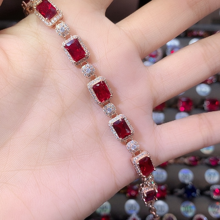 925银酒红手链玫瑰金57