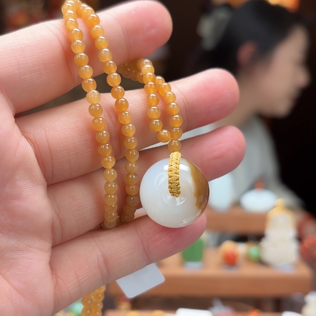 和田玉手串未镶嵌嫣*笑dd7平安扣