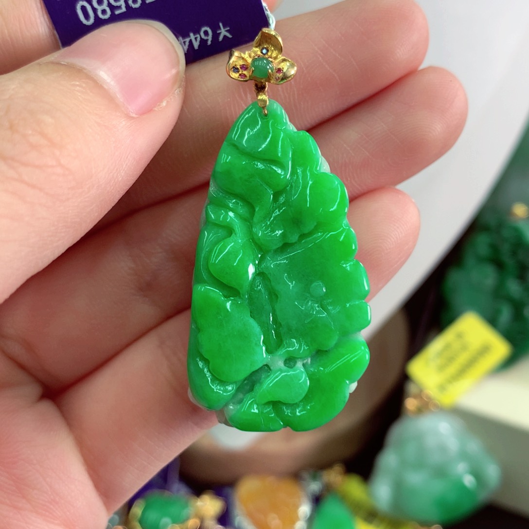 翡翠18K金镶嵌吊坠(不含链)