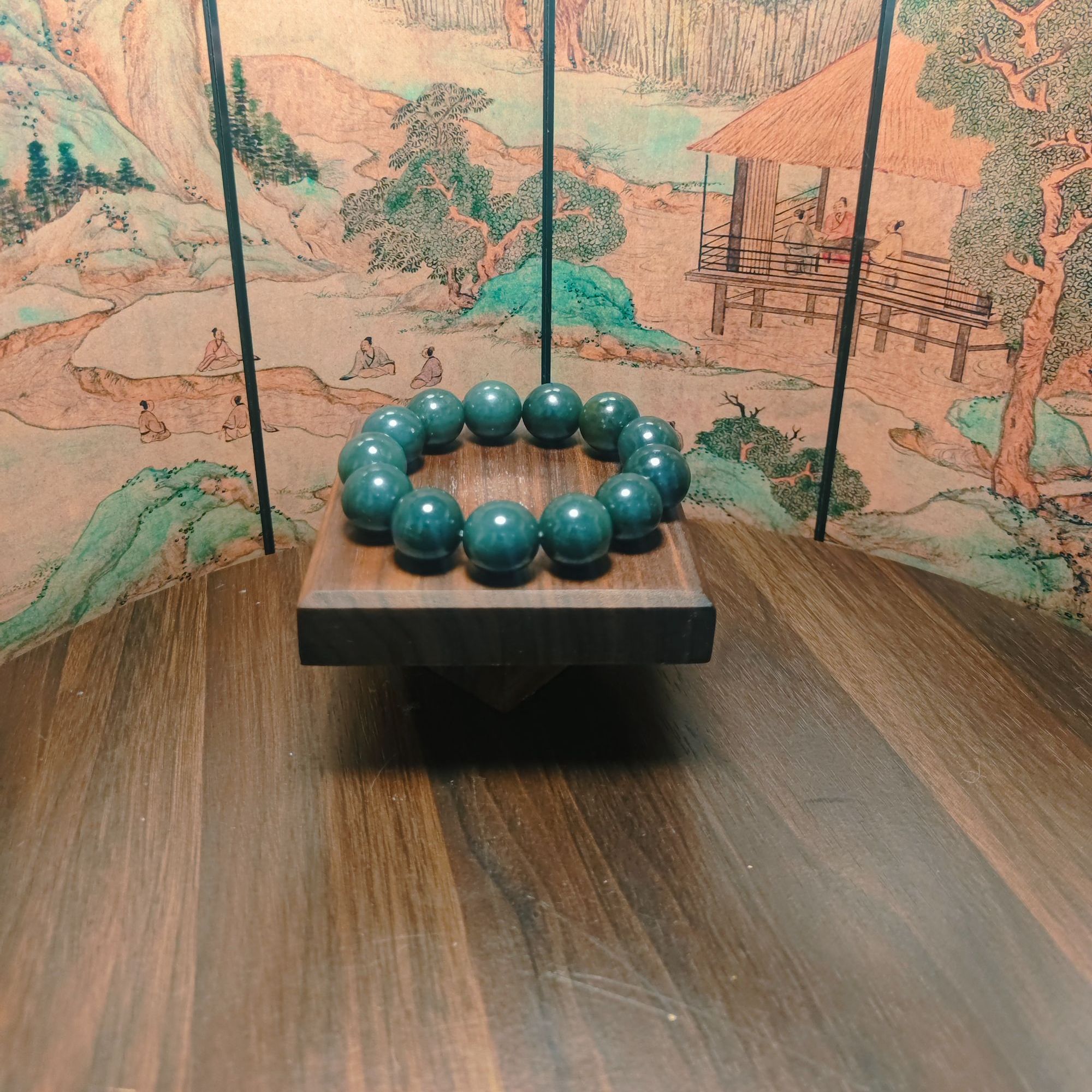 I和田玉圆珠手串（卡18）2514