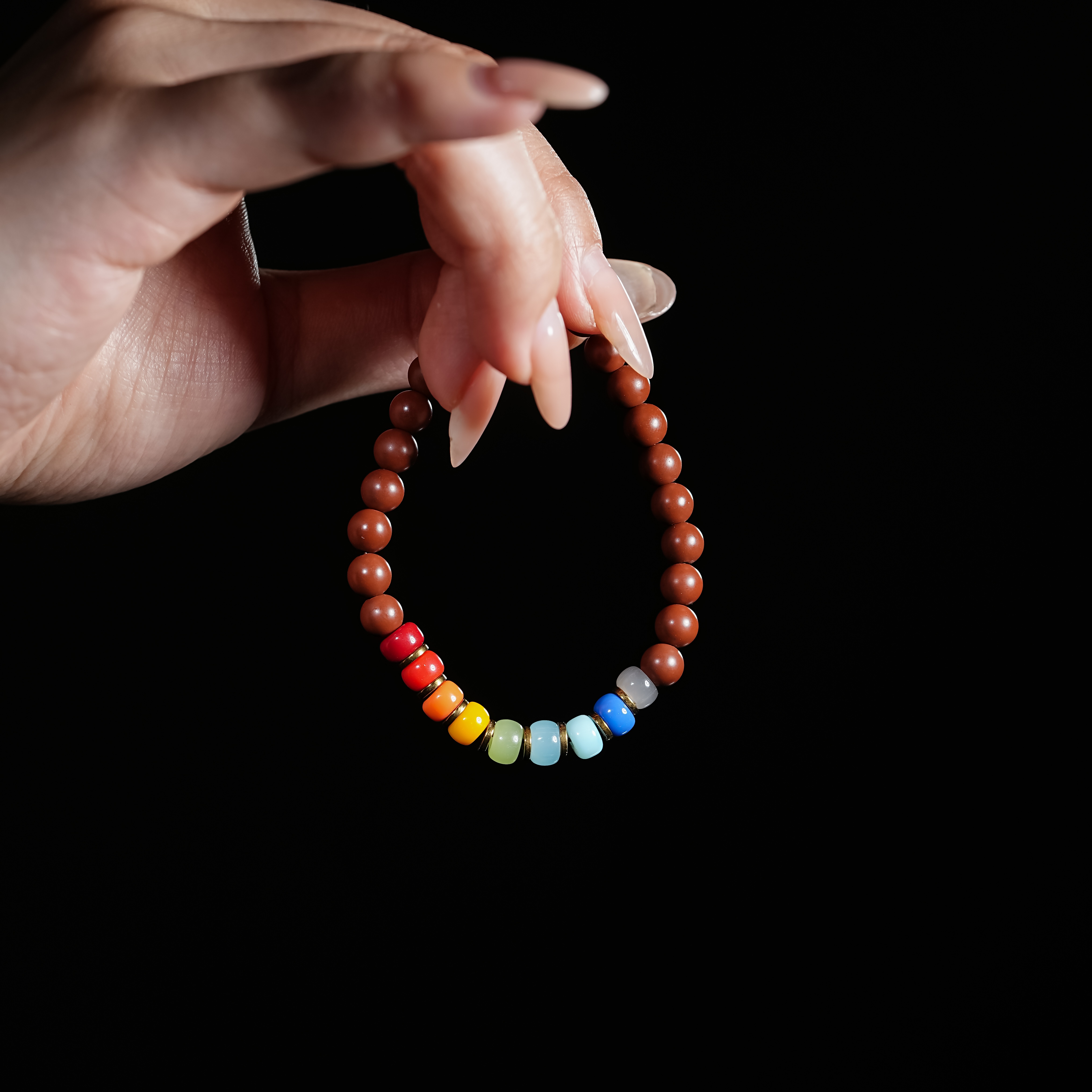 听风池 宜兴紫砂手串手持盘玩精品天然原矿手工精选 彩虹多巴胺