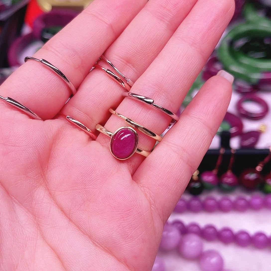 戒指红宝石银S925镶嵌