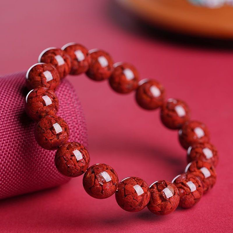 含辰砂工艺品晶体朱砂手串情侣男女款本命年开运原石手链高含量