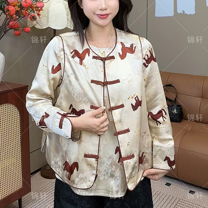 【锦轩阁】中式提花小马刺绣复古显瘦马甲新中式国风女装723-19
