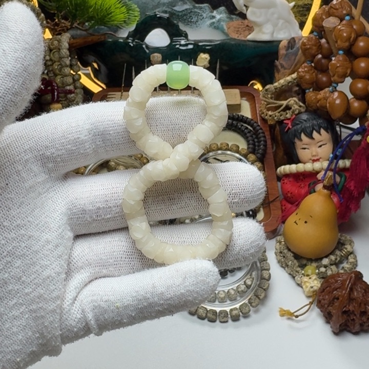 星月菩提手串3号车尺寸8菩提根玛尼墩单圈