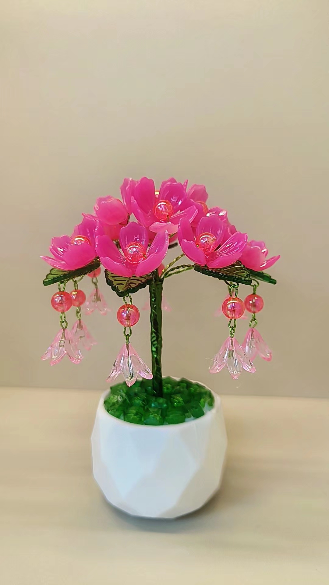 一枝独秀仿玉牡丹花材料包小盆栽车摆件DIY串珠手工花教师节礼物