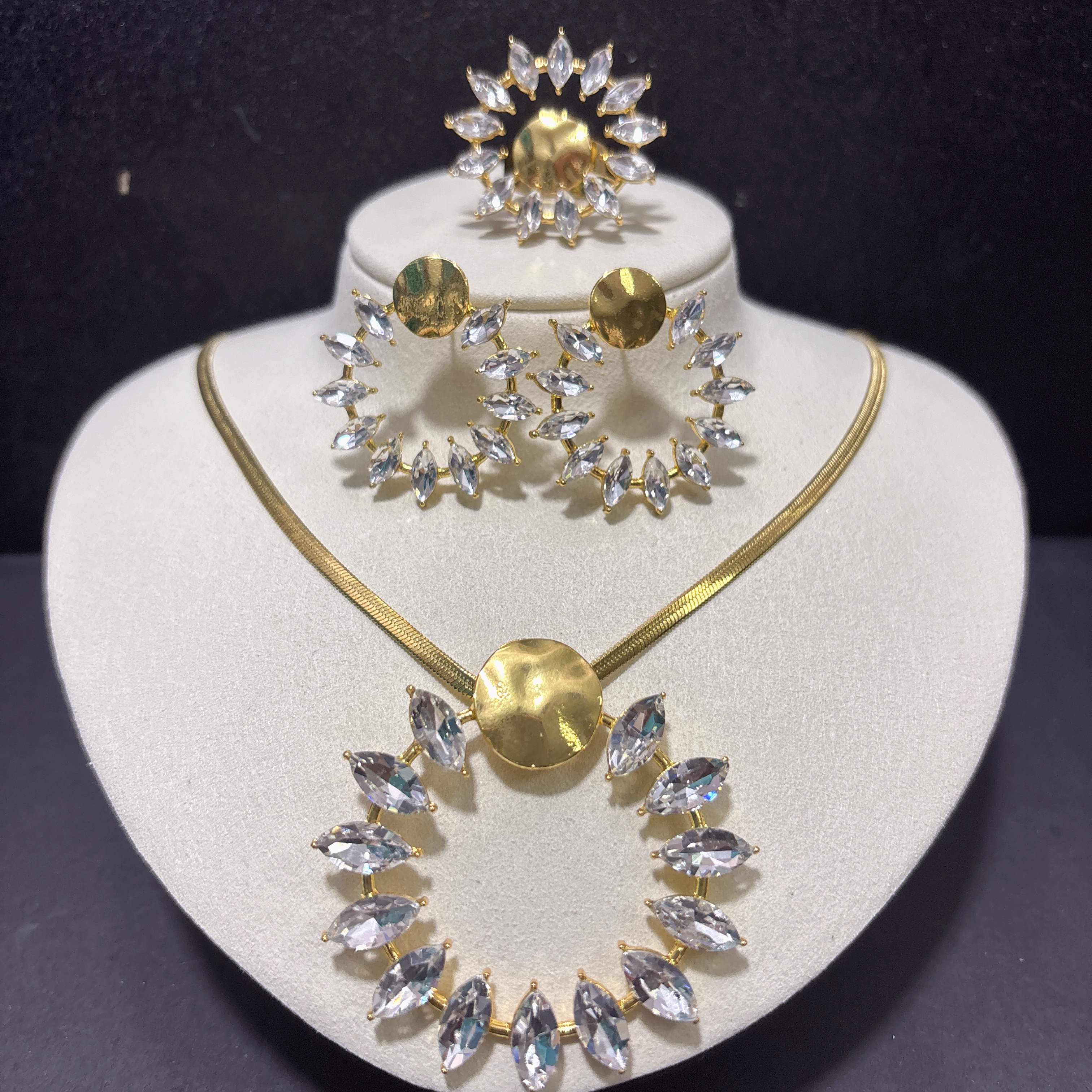 铜合金吊坠 铜合金吊坠 铜合金A85耳环戒指项链三件套