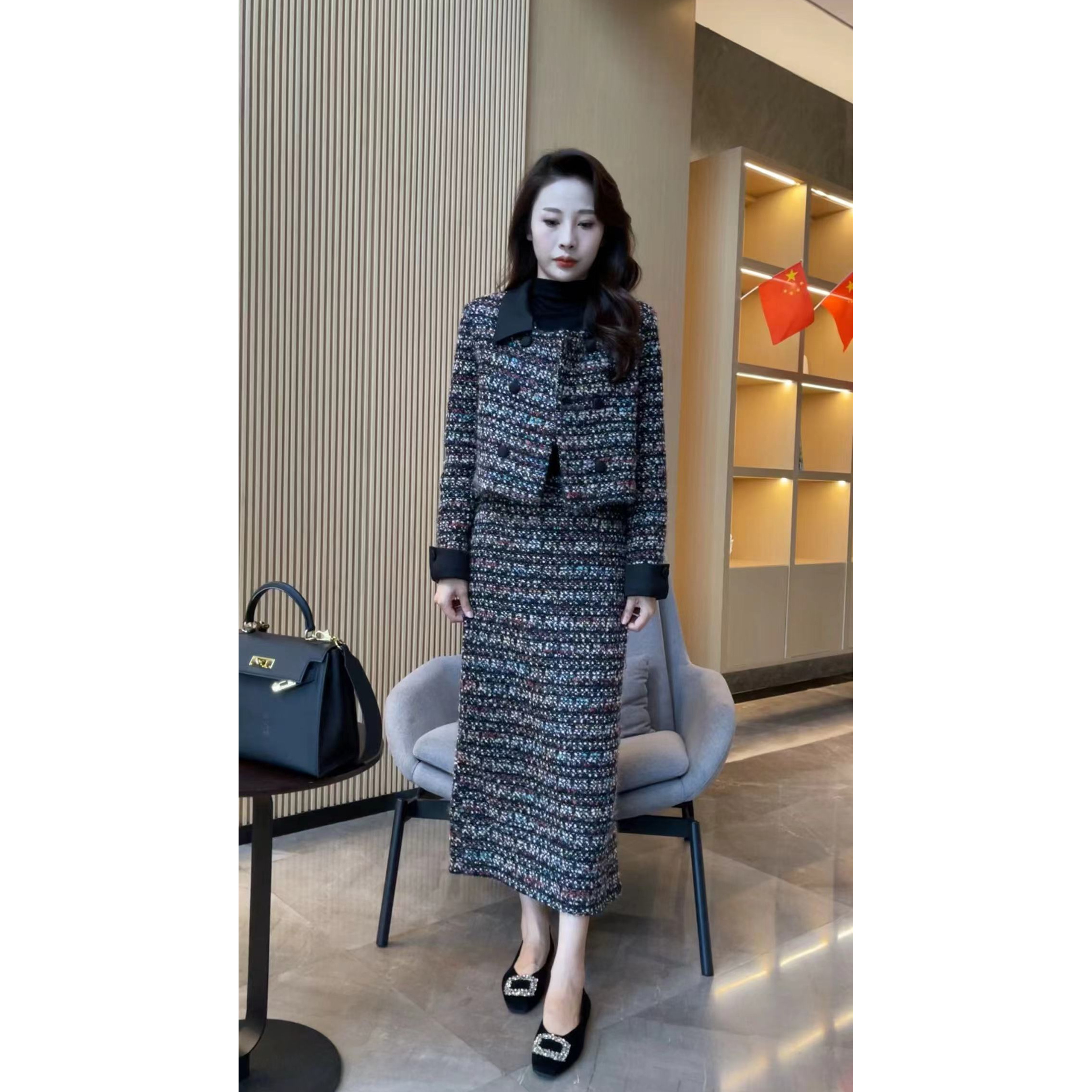 【梦婷家】秋季时尚新款休闲气质洋气修身显瘦套装-24698