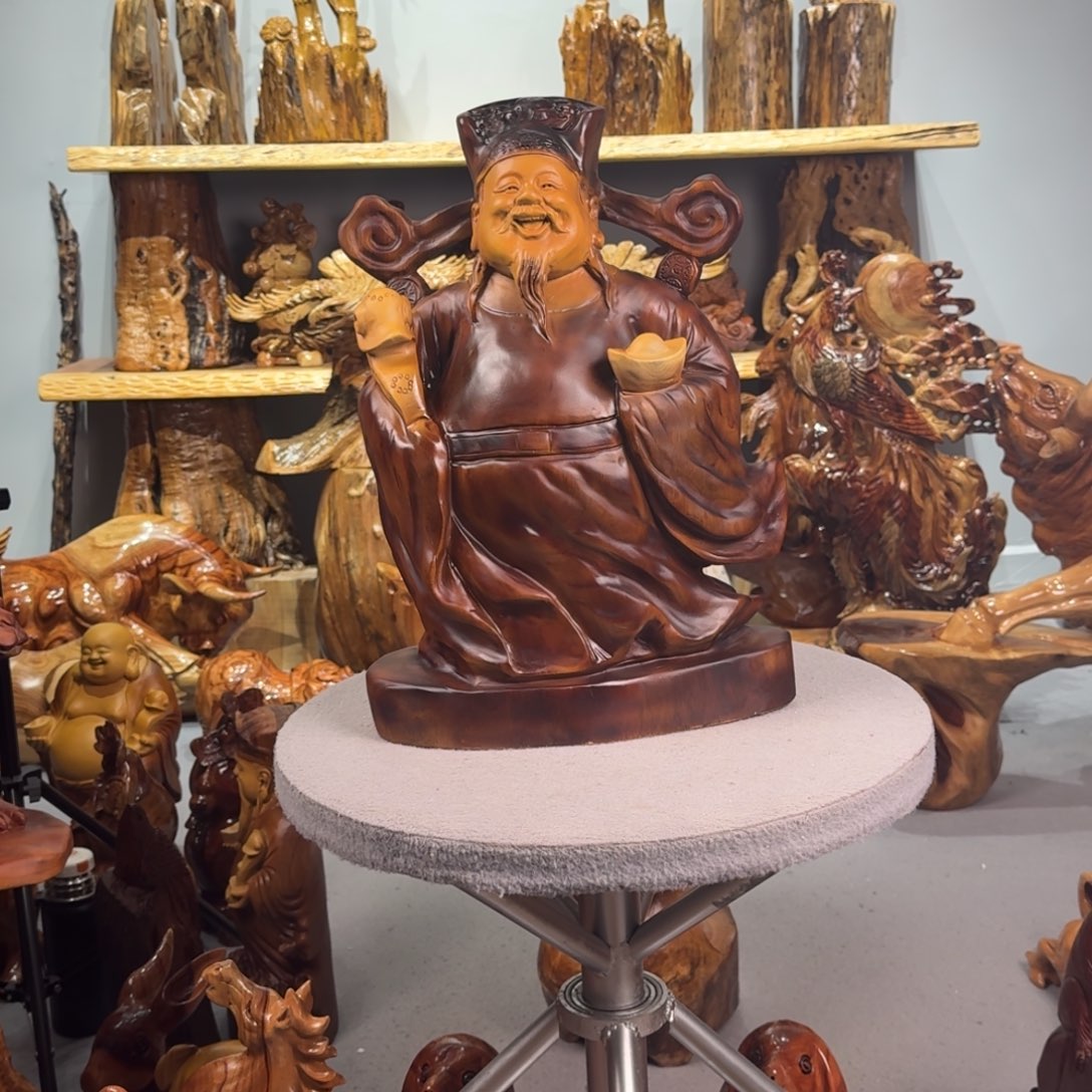 大***A木材财神摆件高度47公分