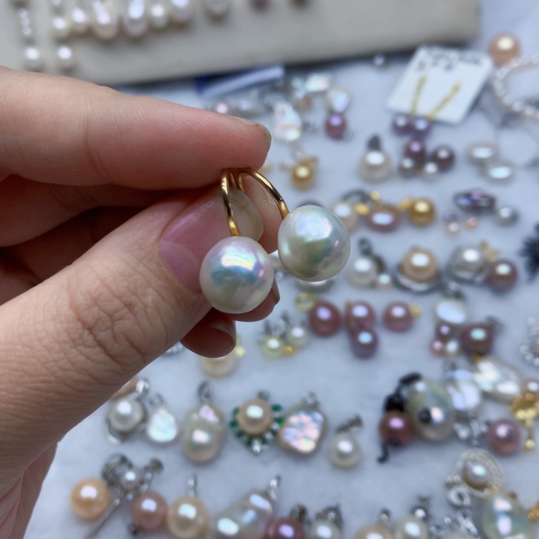 淡水珍珠耳饰银S925镶嵌