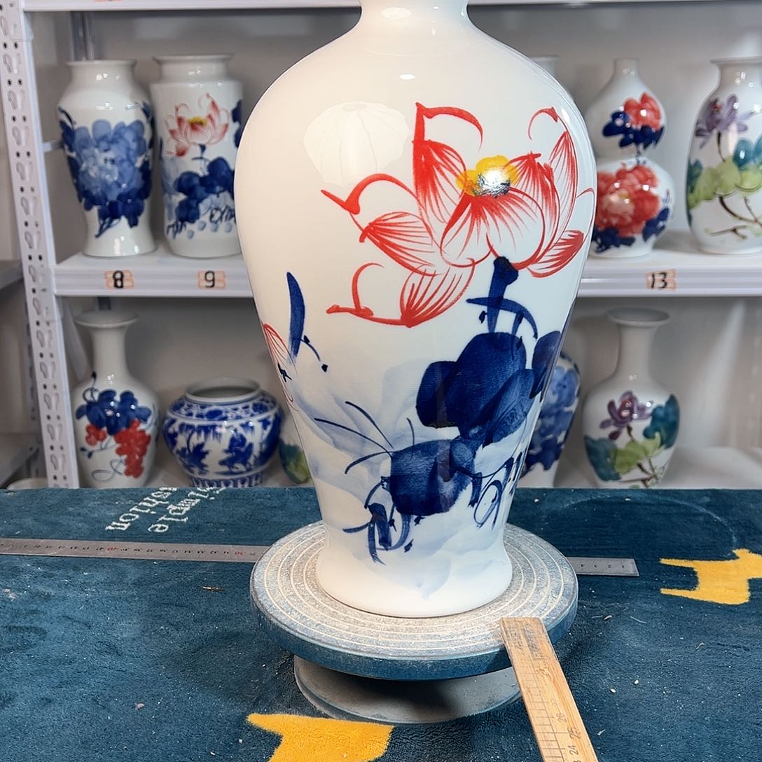 摆件景德镇陶瓷梅荷花