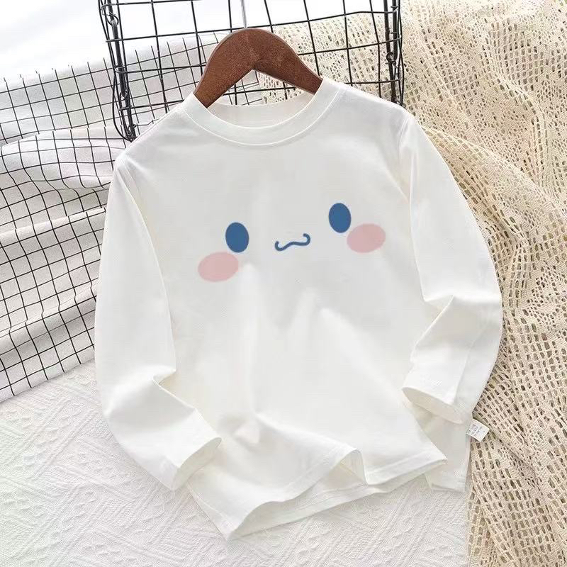 春秋圆领短袖长袖女印花吸汗T恤卫衣中大童韩版