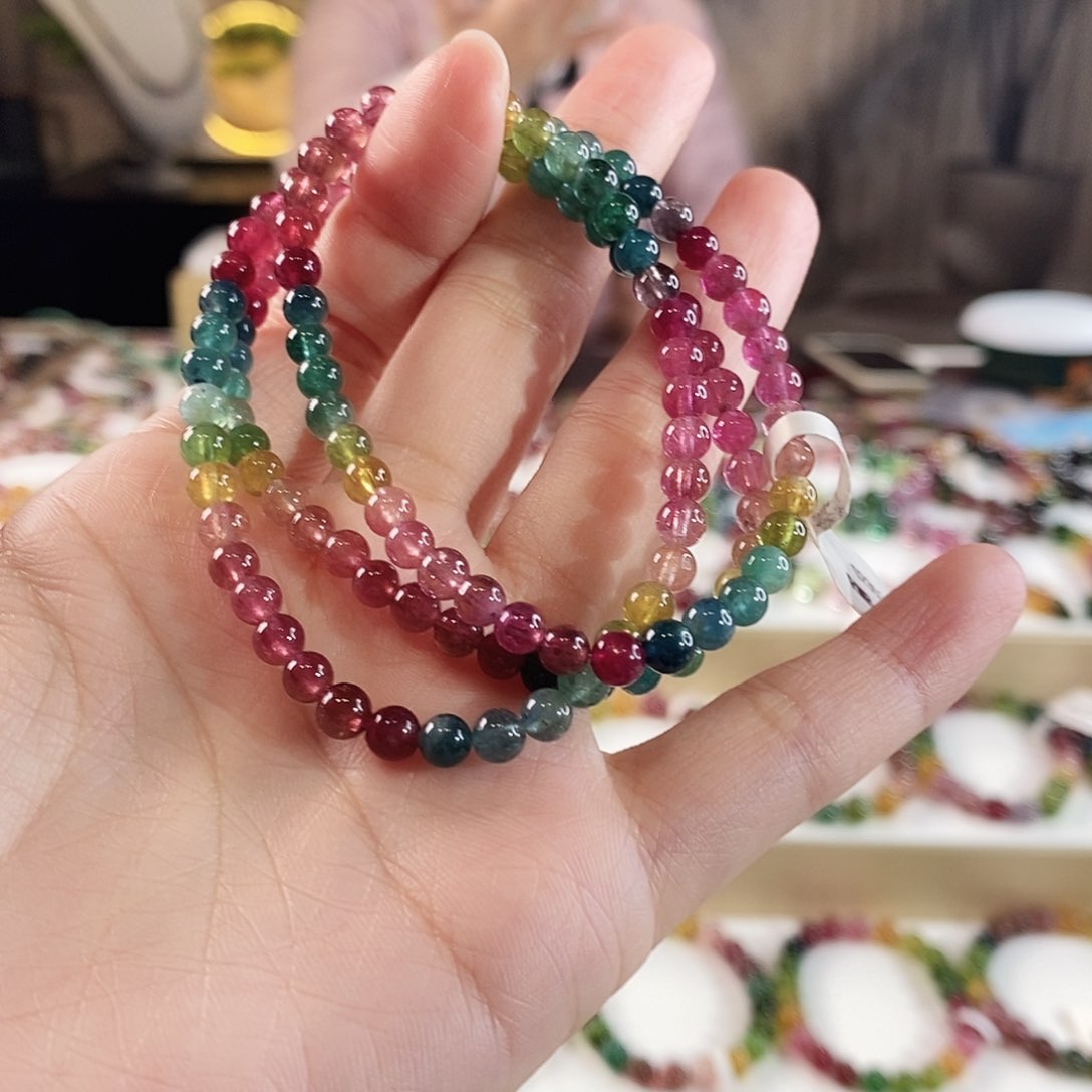 碧玺手串未镶嵌G2353三圈颜色微差