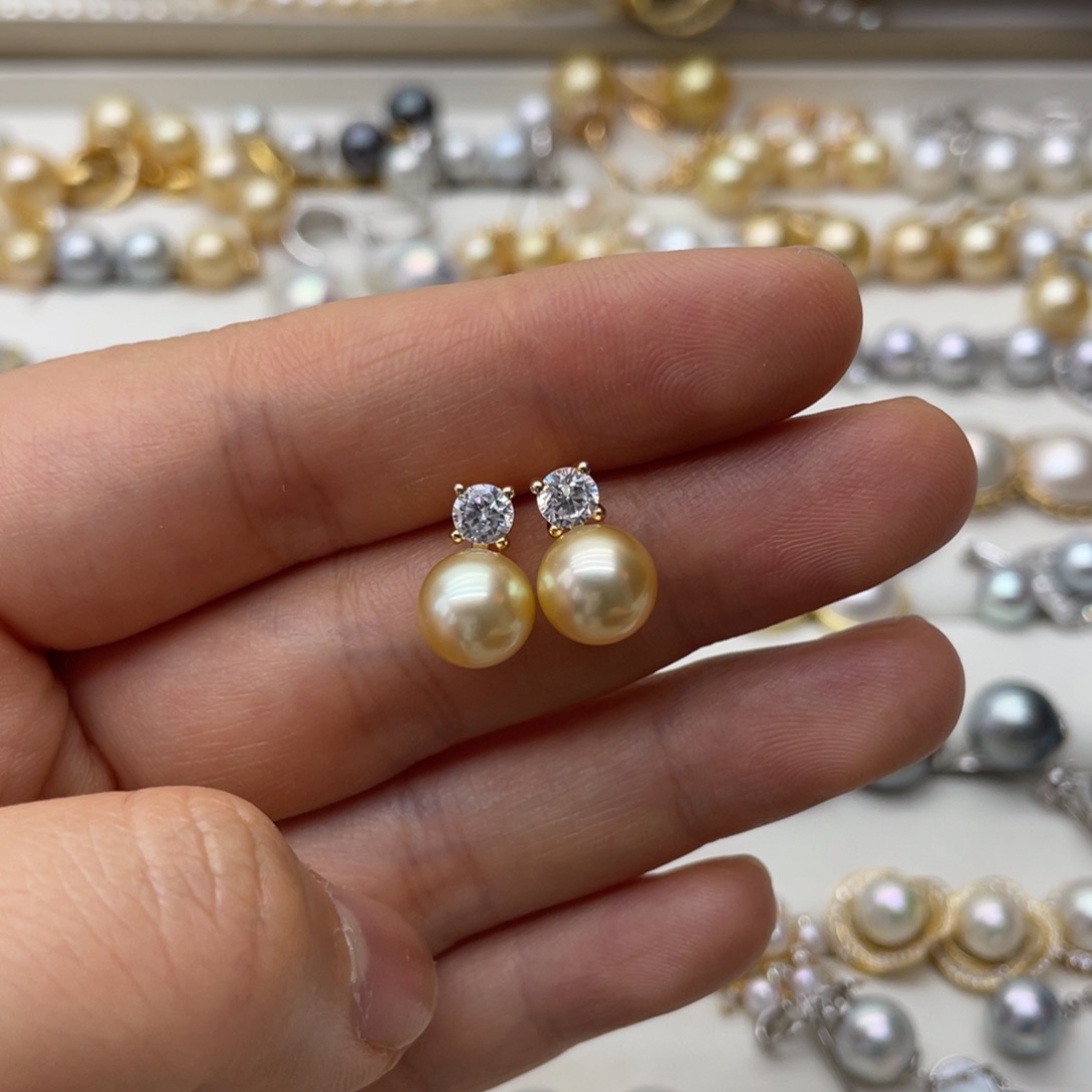 银S925镶嵌海水珍珠耳饰