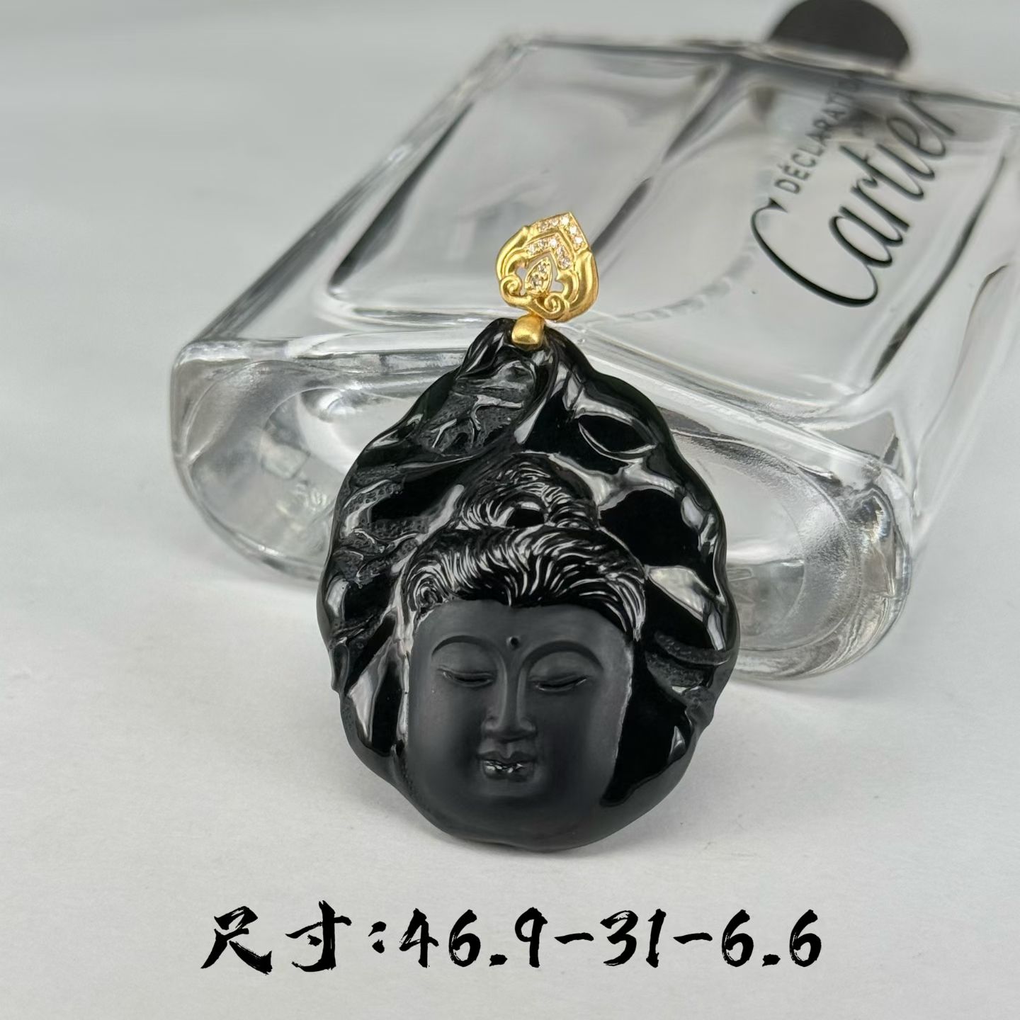 墨翠佛头吊坠种好色正黑度极好打灯通透油性十足轻奢百搭女神款仙