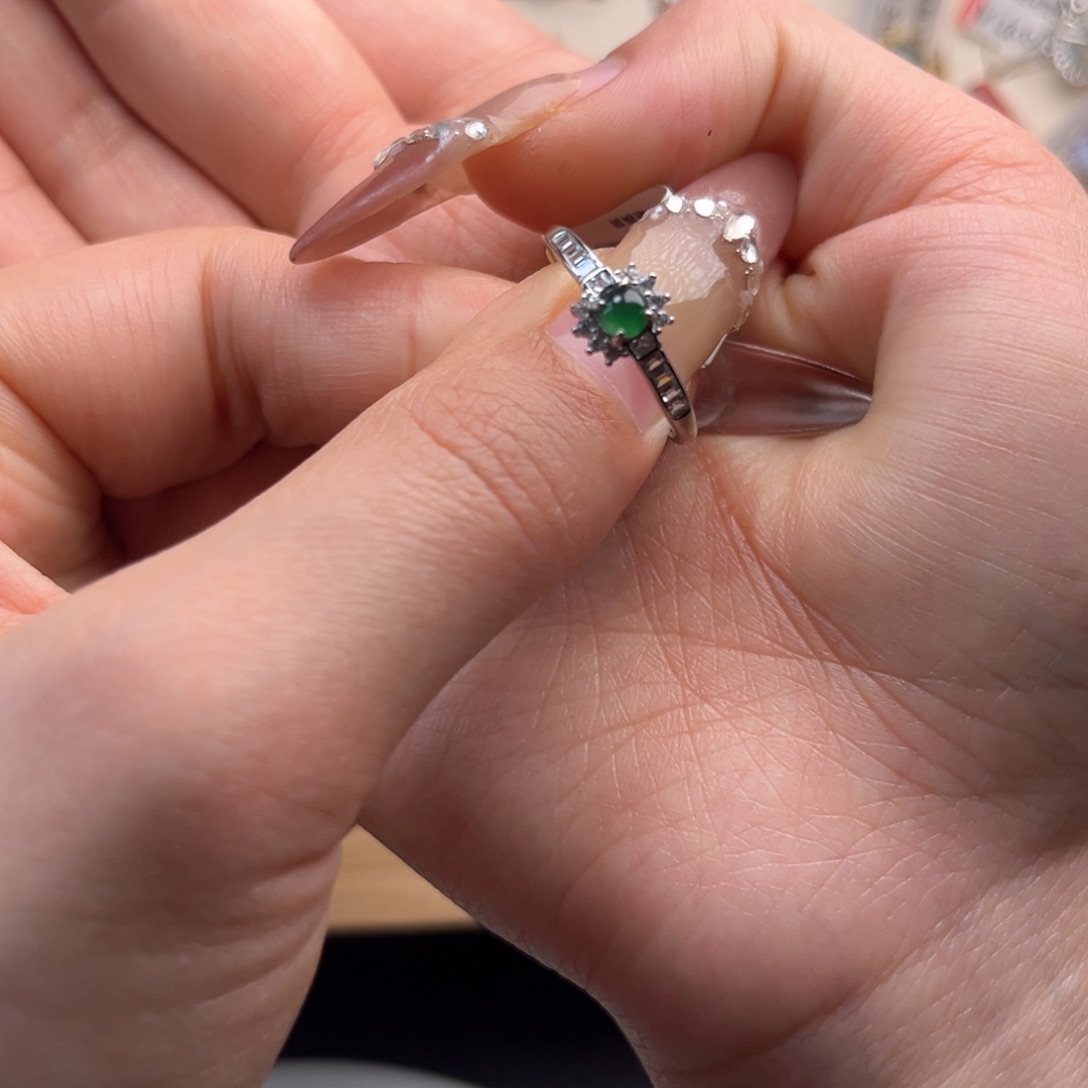 翡翠戒指银S925镶嵌6665888