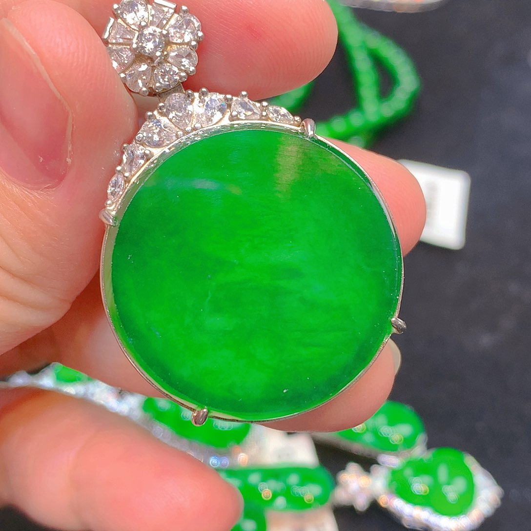 吊坠(不含链)银S925镶嵌翡翠翡翠