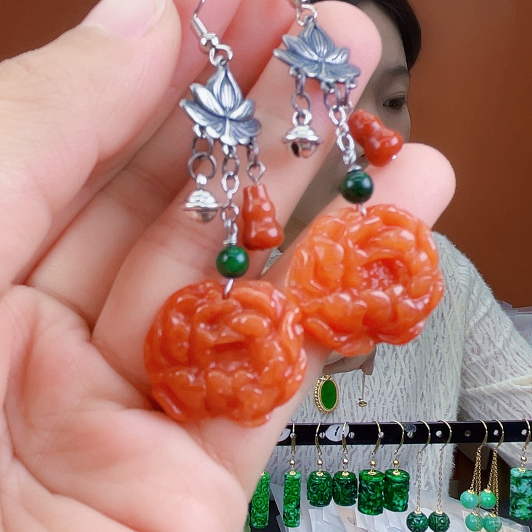 翡翠未镶嵌耳饰饰品