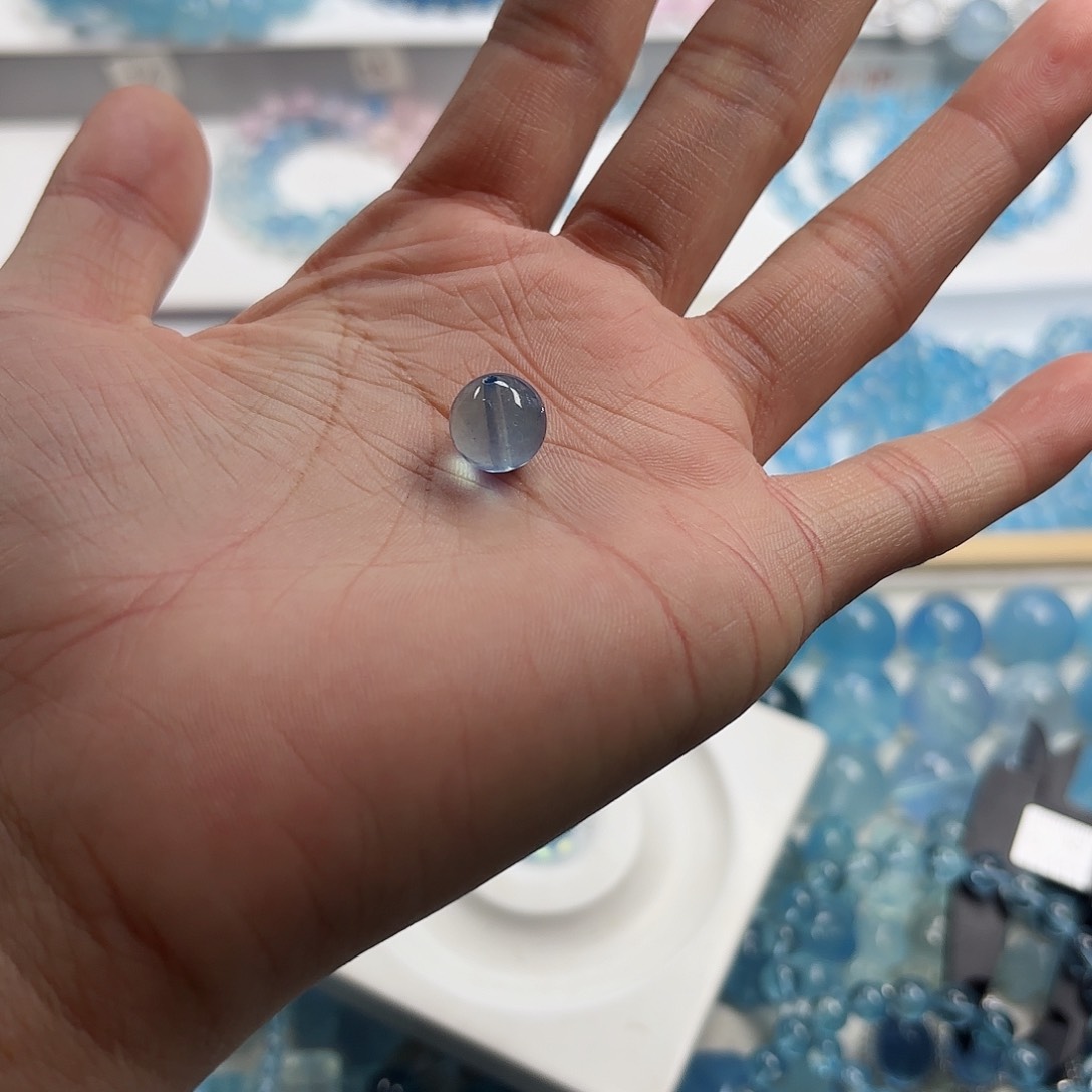 水晶手串未镶嵌海蓝宝单珠