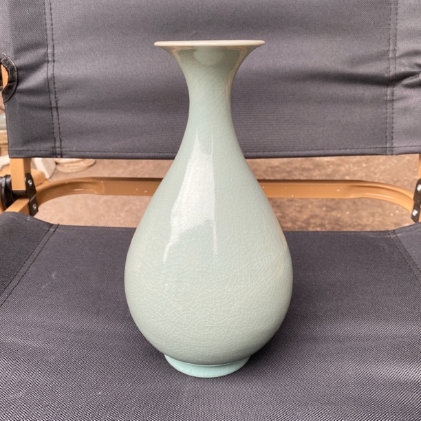 清凉寺汝瓷手工玉壶春天青色仿古釉防宋摆件（微瑕）