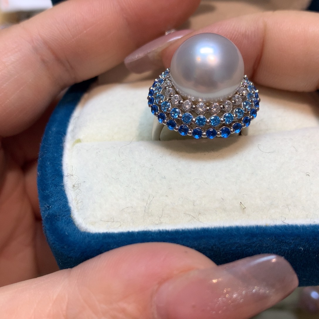 海水珍珠戒指银S925镶嵌