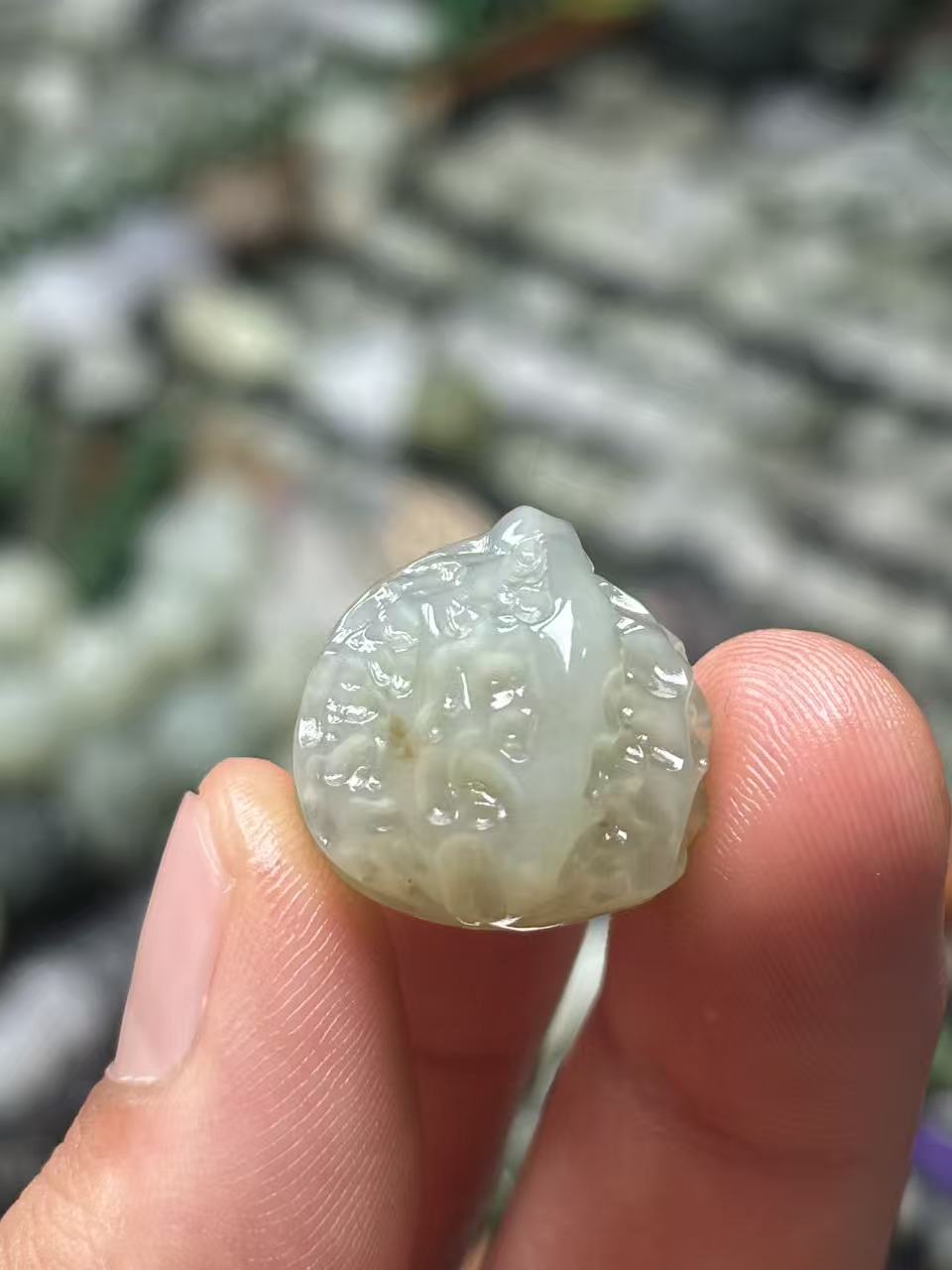 和田玉且莫蓝核桃单珠diy手串配珠文玩配饰