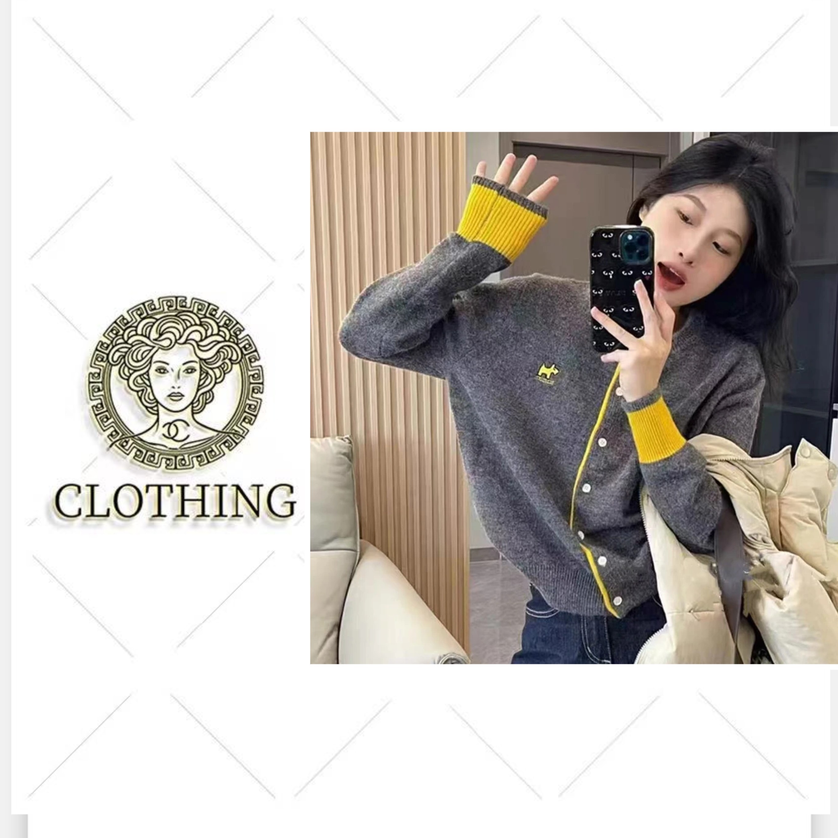 【CLOTHING/原创设计】 韩系简约高级气质长袖针织开衫毛衣外套6506