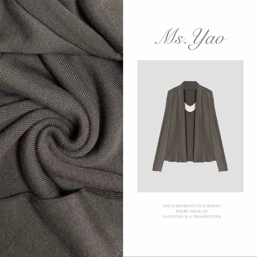Ms·Yao【奢享柔软】慵懒风宽松显瘦长袖针织开衫假两件套D03