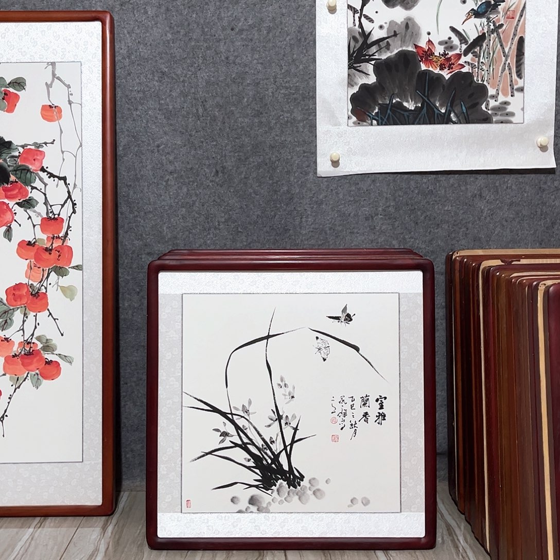 国画书画作品带框63×63