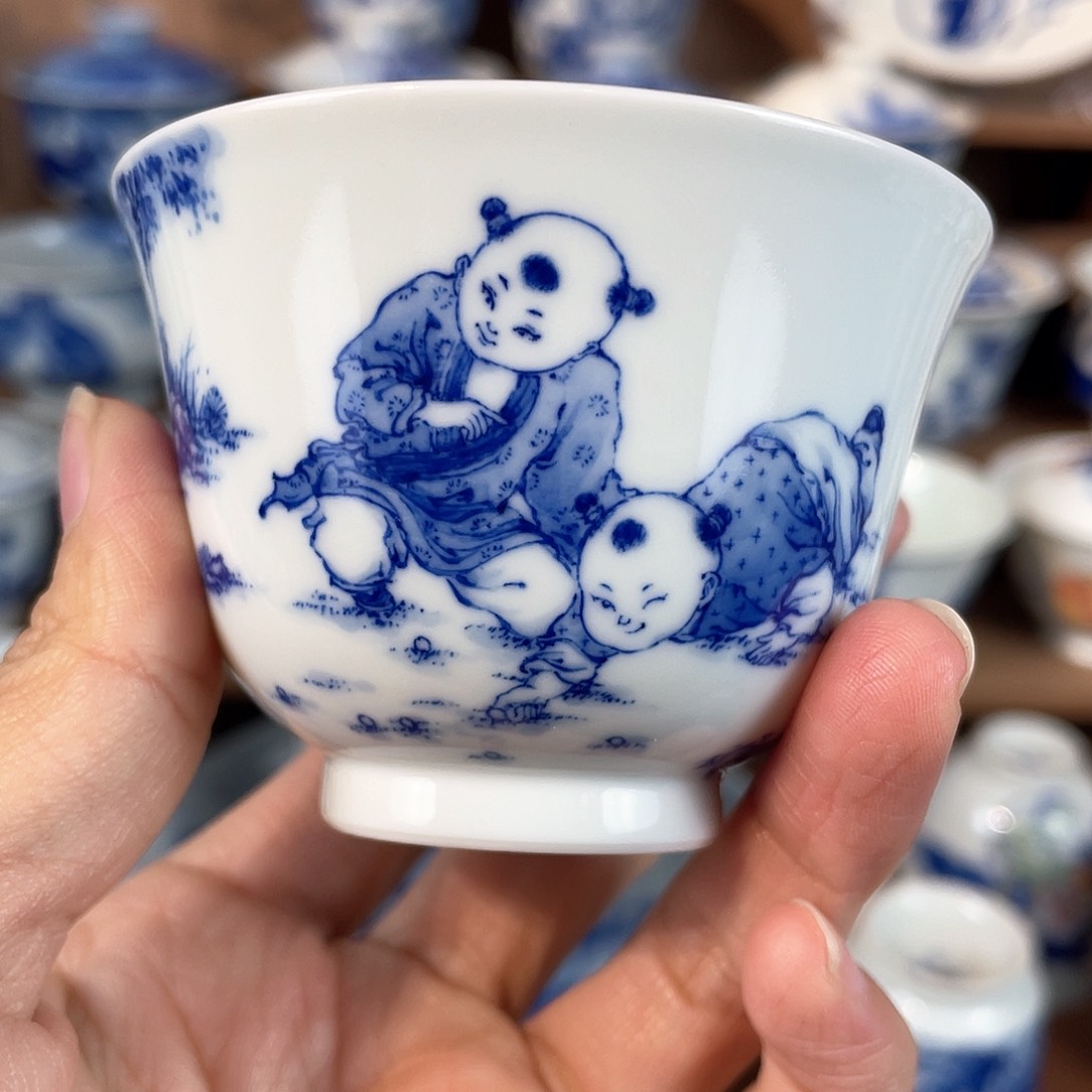 泥藝瓷梦童子铃铛杯