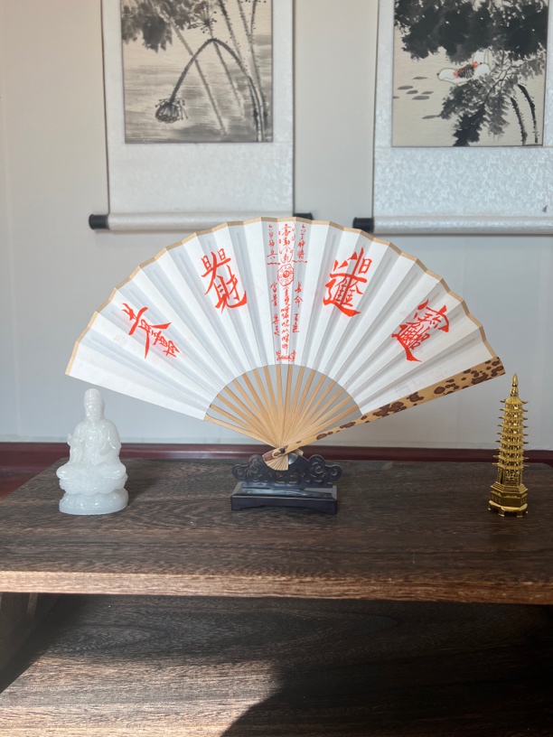 龙王家扇子纸扇折扇扇面手工双面折叠扇中国风《招财进宝》女孩用。