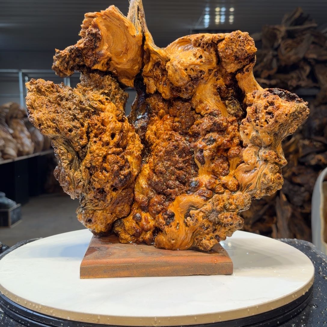 稻***饮木王一刀琥珀木摆件58