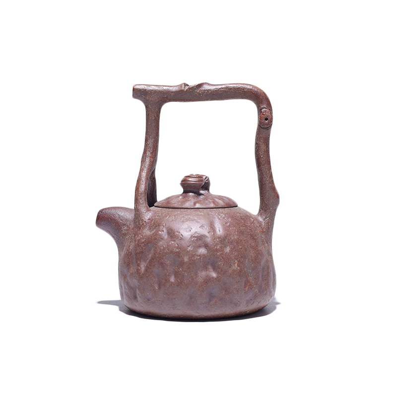 大吉羊柴烧 宜兴紫砂壶茶壶 原矿本山绿泥供春提梁120ml庄杰