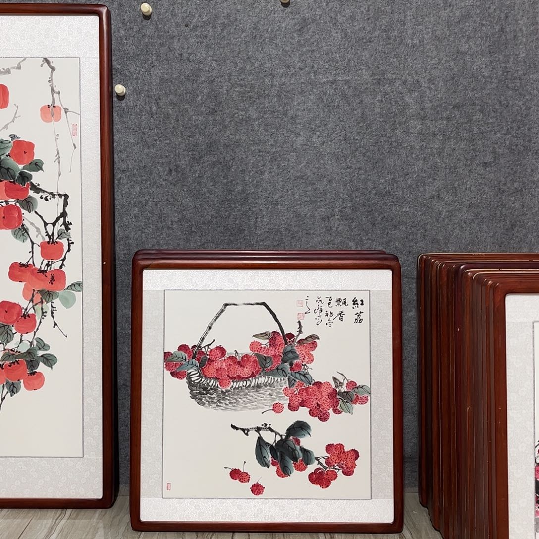 国画书画作品带框63×63