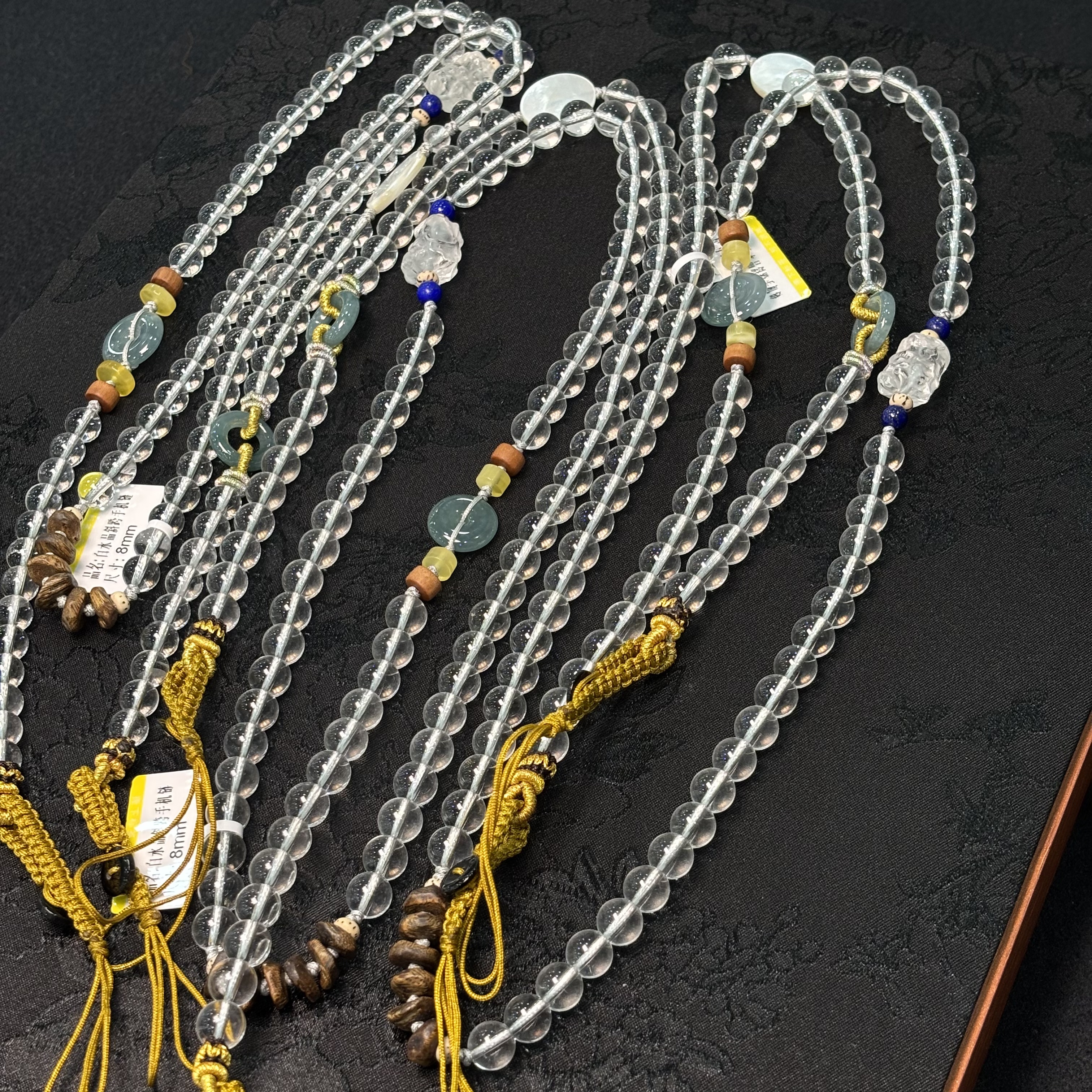 天然水晶白水晶斜跨手机链项链（多样性发其一）