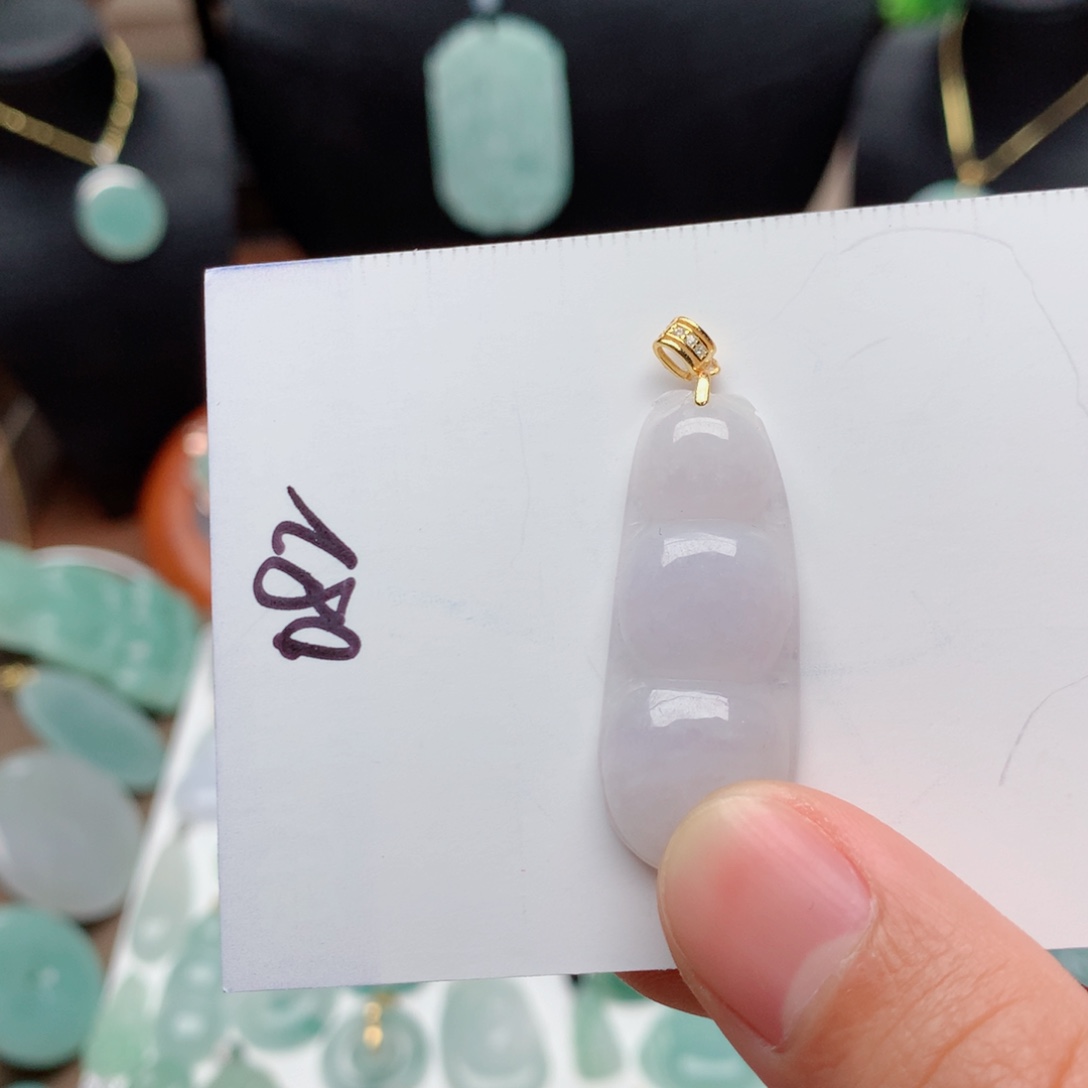 翡翠颈饰银S925镀金镶嵌吊坠