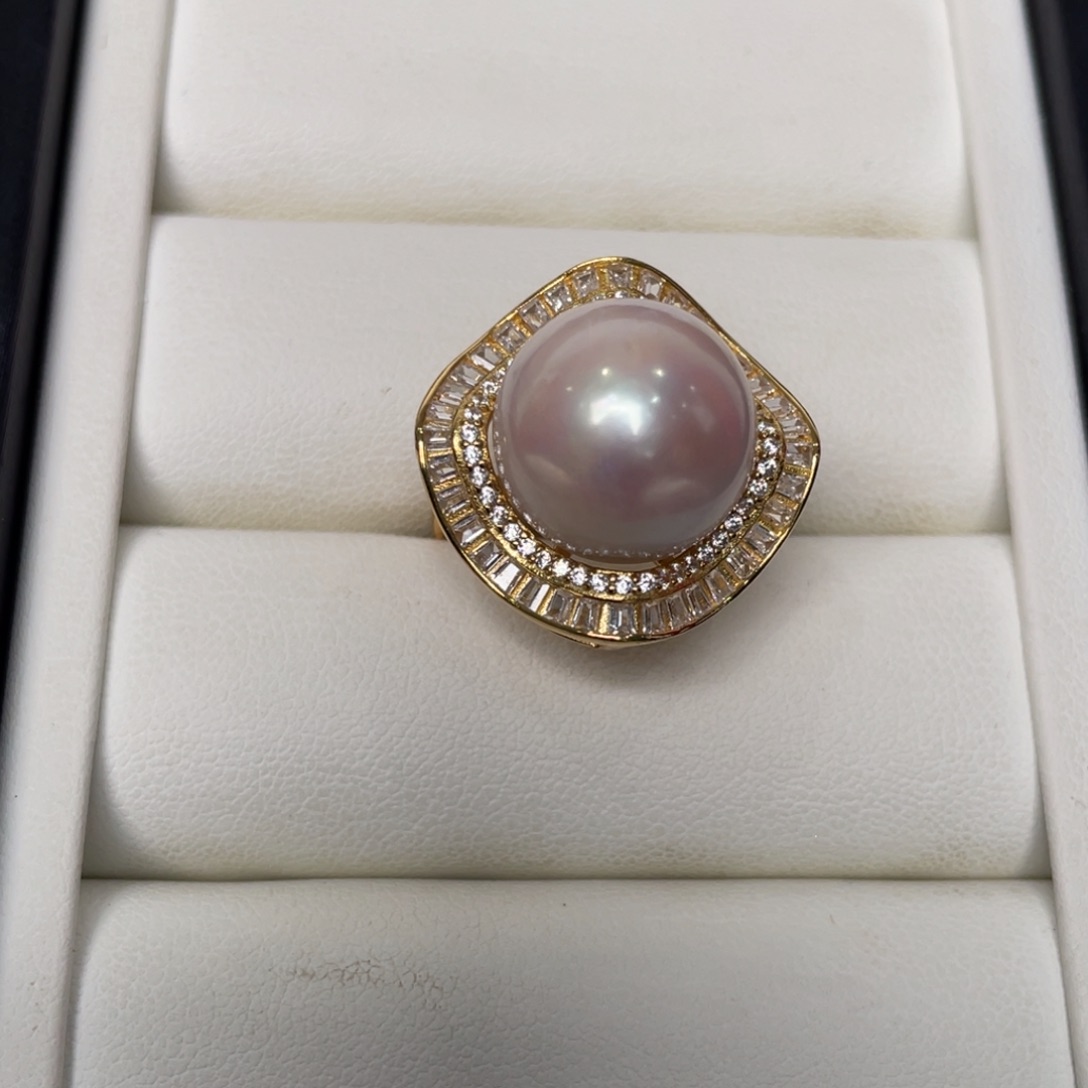 淡水珍珠戒指银S925镶嵌O***卷