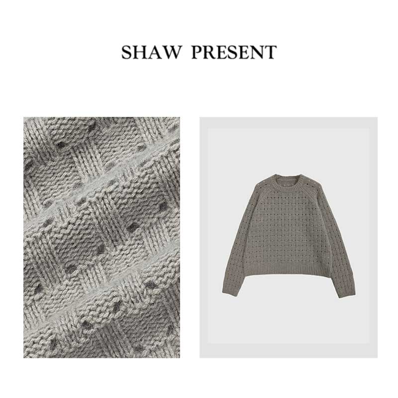 Amor空洞*浣熊绒+羊毛 软糯亲肤多种织法镂空针织毛衣CY-84091