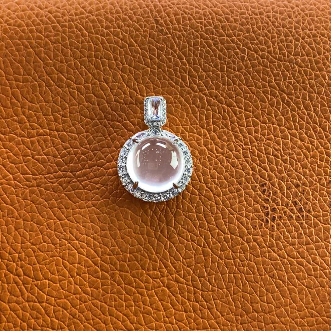 石英质玉银S925镶嵌吊坠(赠链)