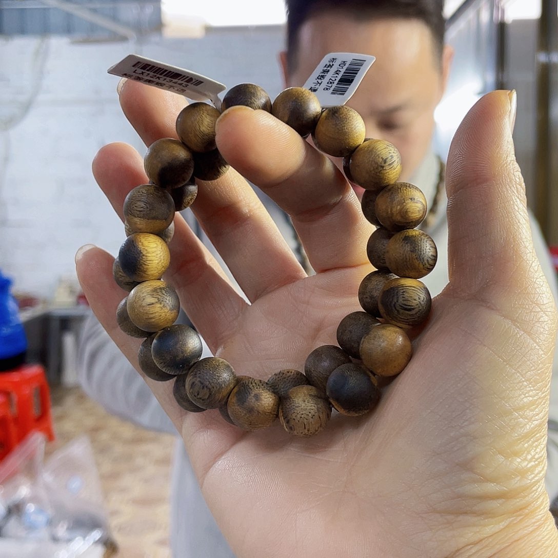 沉香手串棋楠红金倪圆珠单圈1.2/10克多样性发一