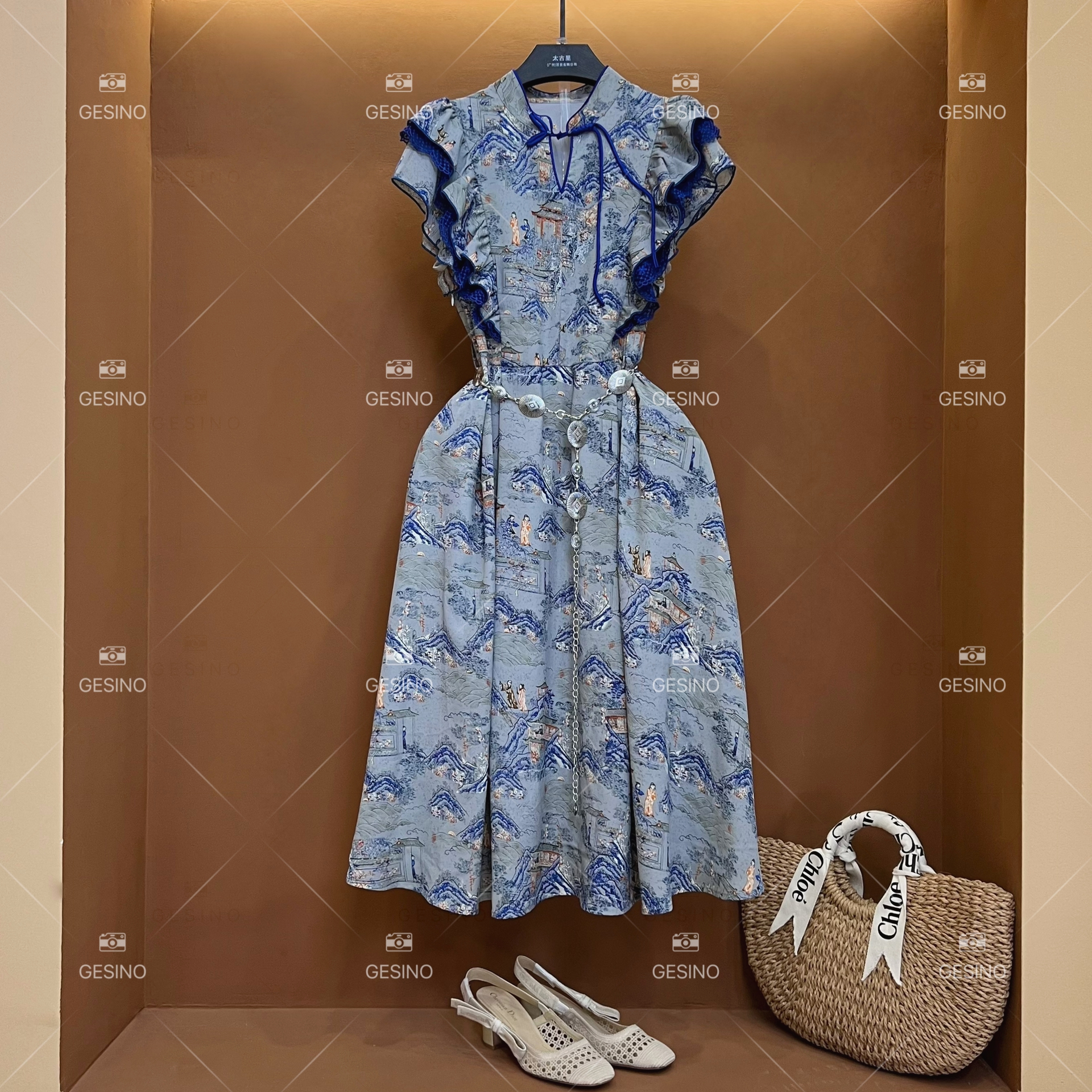 【小满】设计师轻奢款气质复古印花女士连衣裙CX-2024325