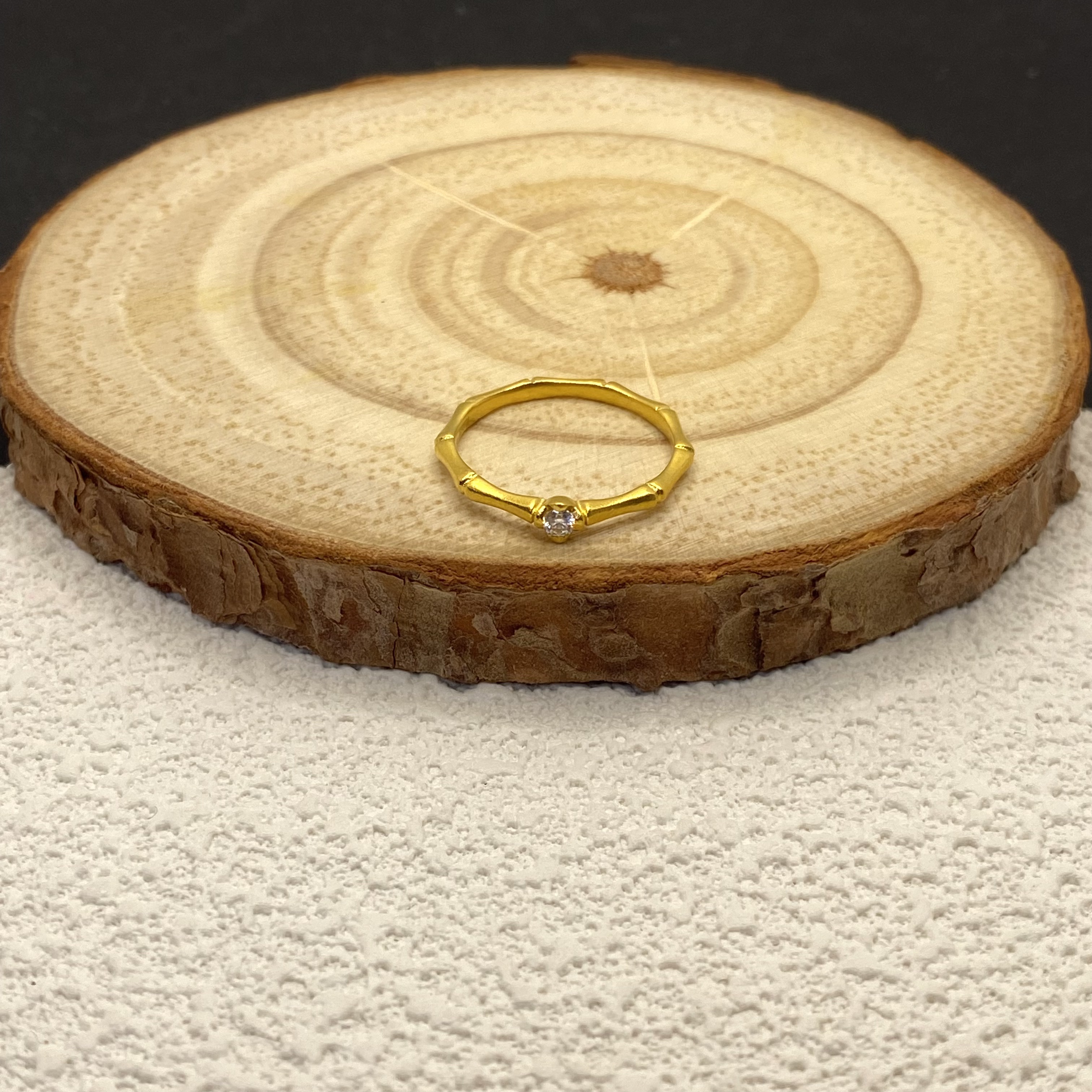 【金喜圆】足金999 莫桑钻竹节戒指/净重/带证书钢印