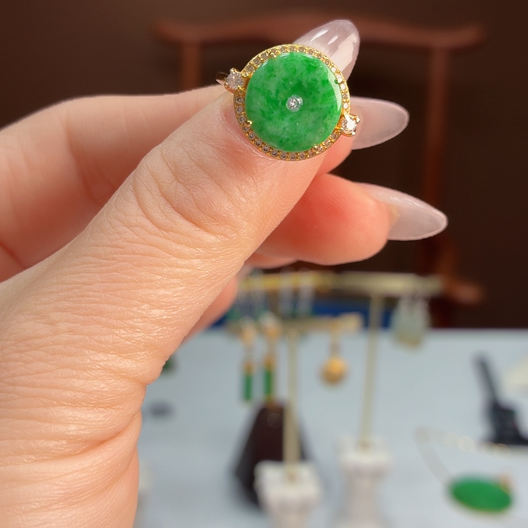 翡翠银S925镶嵌戒指戒指